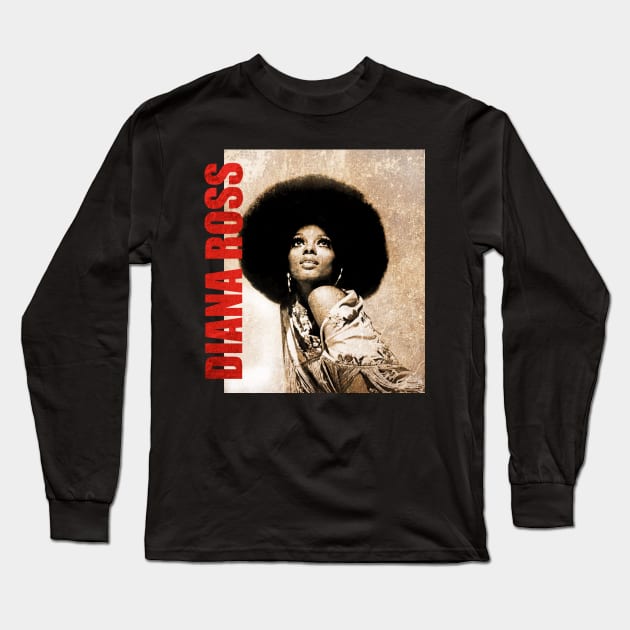 TEXTURE ART- Diana Ross - Retro Aesthetic Fan Art Long Sleeve T-Shirt by ZiziVintage